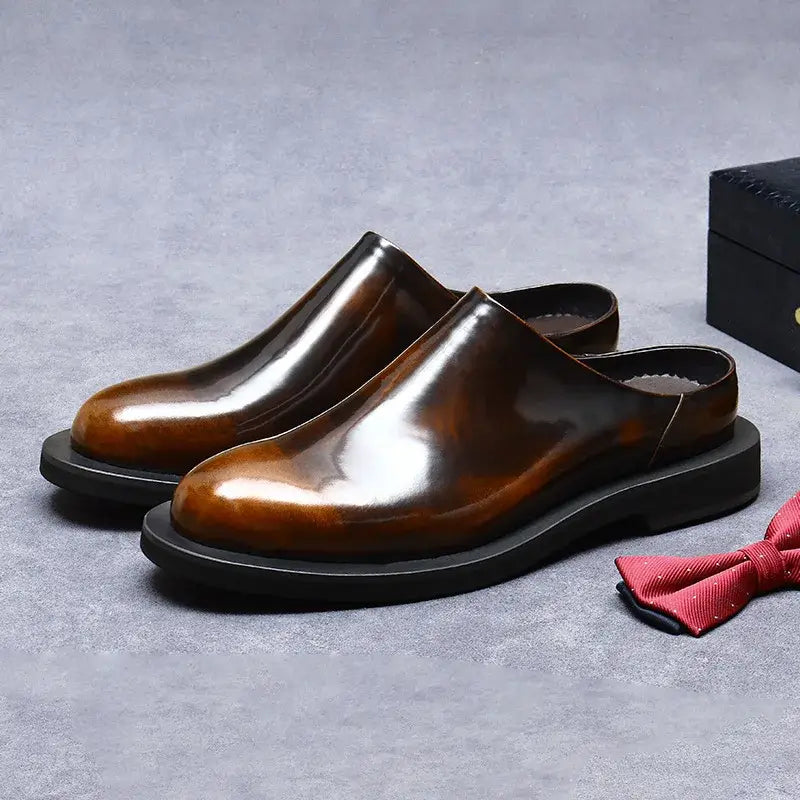 Sapato Masculino Loafer Mule Em Couro Polido Premium