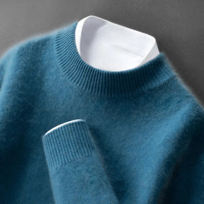 Suéter masculino em cashmere com gola alta e textura macia elegante para inverno sofisticado