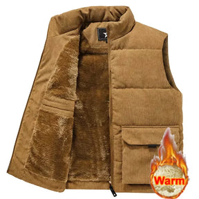 colete masculino veludo cotelê  com fleece interno e bolsos grandes estilo militar para inverno