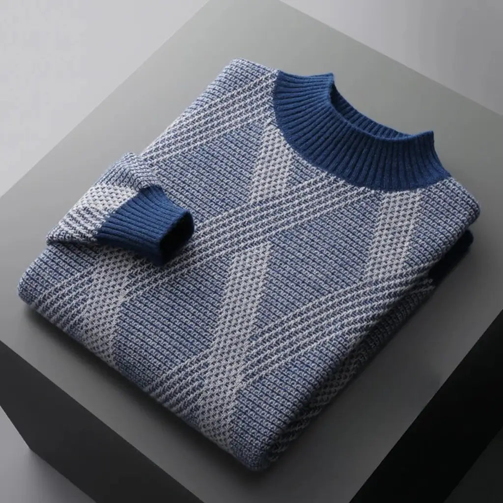 Suéter Masculino Geométrico em Lã Merino