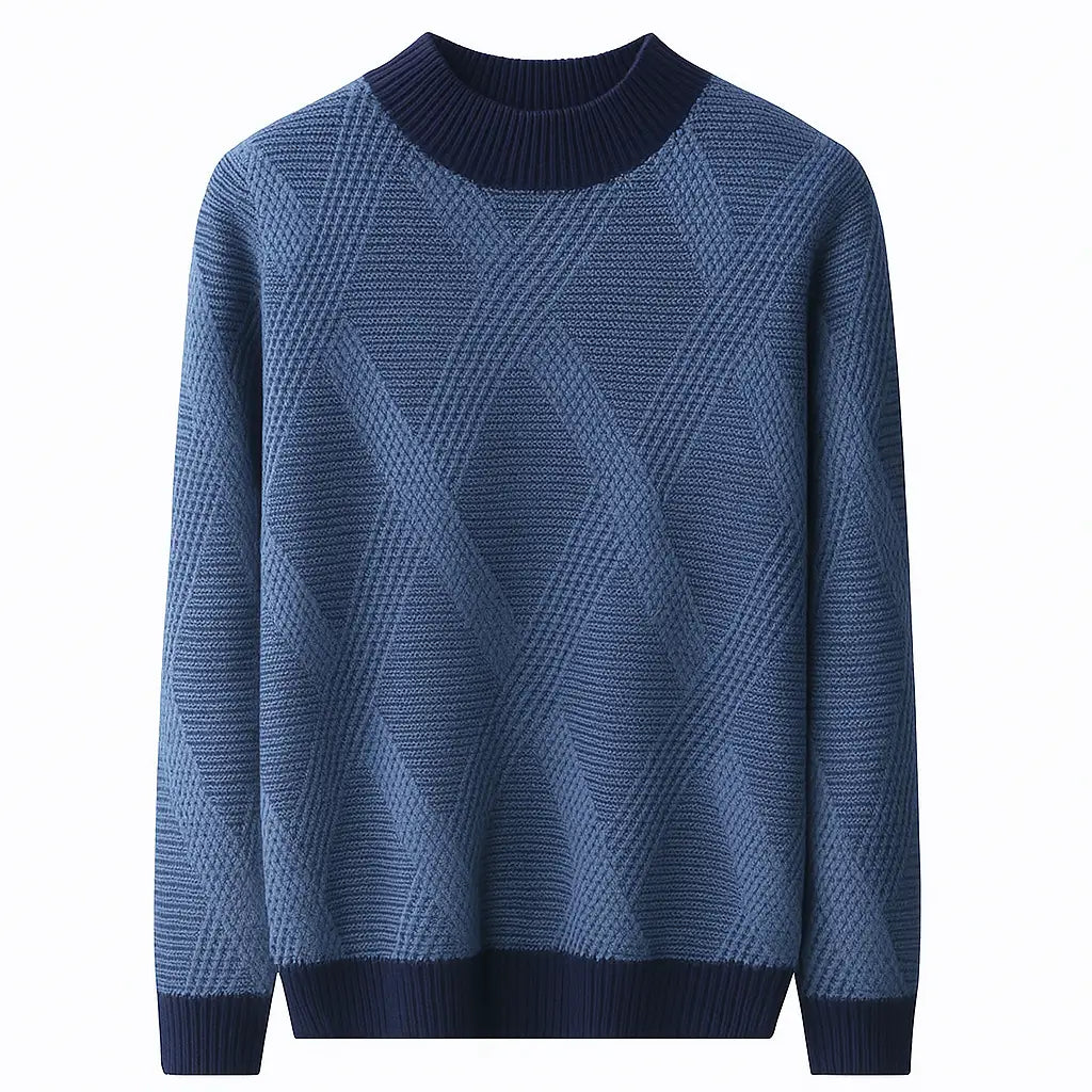Suéter Masculino Geométrico em Lã Merino