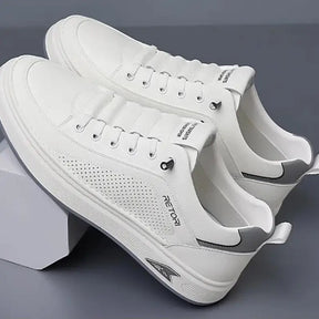 Tênis casual masculino branco, modelo casual, ideal para uso diário, confortável e respirável.