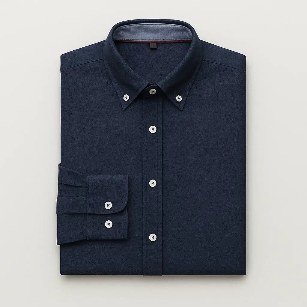 Camisa Masculina Casual oxford manga longa e fechamento com botões