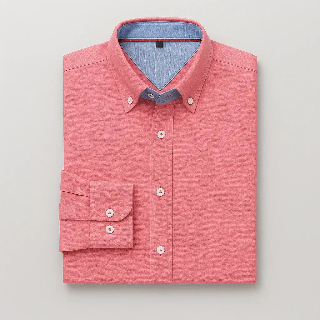 Camisa Masculina Casual oxford manga longa e fechamento com botões