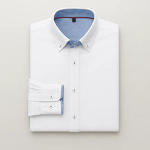 Camisa Masculina Casual oxford manga longa e fechamento com botões