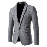 Blazer masculino slim fit pied-de-poule marrom com design elegante e modelagem social sofisticada