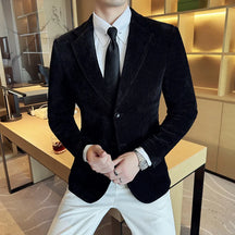 Blazer masculino social cotelê slim fit com textura sofisticada e visual elegante para ocasiões formais