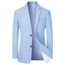 Blazer masculino social slim fit azul claro com design minimalista sofisticado para eventos e ambiente executivo