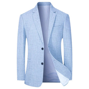 Blazer masculino social slim fit azul claro com design minimalista sofisticado para eventos e ambiente executivo