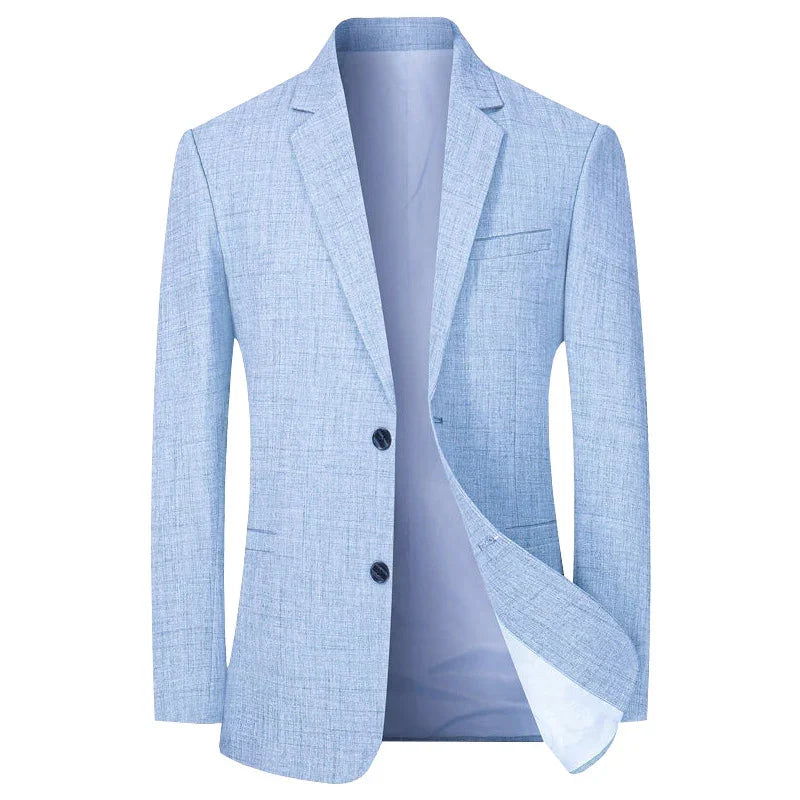 Blazer masculino social slim fit azul claro com design minimalista sofisticado para eventos e ambiente executivo
