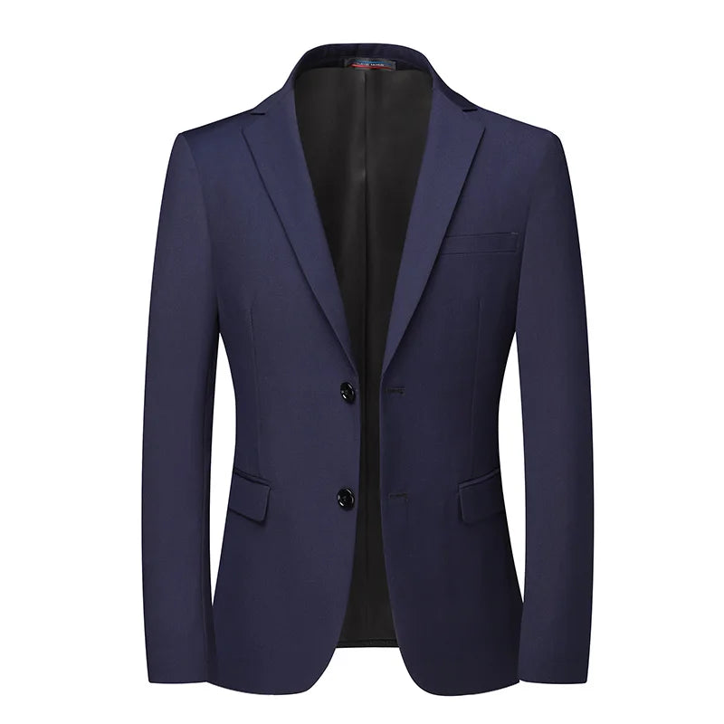 Blazer masculino social slim fit azul marinho com design elegante e acabamento sofisticado para eventos e ambiente executivo