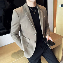 Blazer masculino social slim fit bege sofisticado com design elegante para eventos, negócios e ocasiões especiais