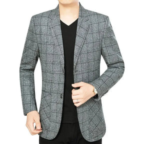 Blazer masculino social slim fit xadrez cinza com lapela clássica e design elegante para eventos e ocasiões formais