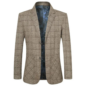 Blazer masculino social slim fit xadrez cinza com lapela clássica e design elegante para eventos e ocasiões formais