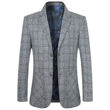 Blazer masculino social slim fit xadrez cinza com lapela clássica e design elegante para eventos e ocasiões formais