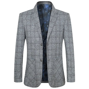 Blazer masculino social slim fit xadrez cinza com lapela clássica e design elegante para eventos e ocasiões formais