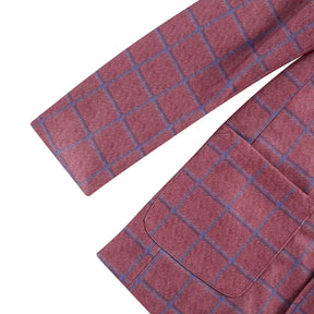 Blazer masculino social slim fit xadrez azul com lapela clássica e visual elegante para ocasiões formais