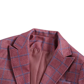 Blazer masculino social slim fit xadrez azul com lapela clássica e visual elegante para ocasiões formais