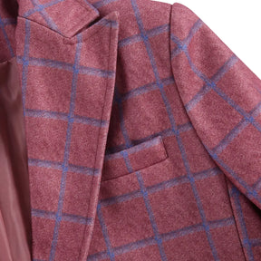 Blazer masculino social slim fit xadrez azul com lapela clássica e visual elegante para ocasiões formais