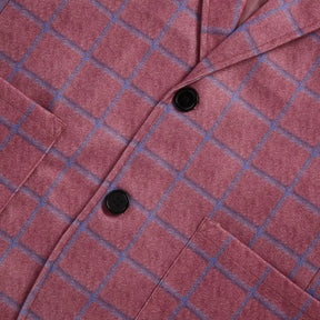 Blazer masculino social slim fit xadrez azul com lapela clássica e visual elegante para ocasiões formais
