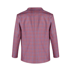 Blazer masculino social slim fit xadrez azul com lapela clássica e visual elegante para ocasiões formais