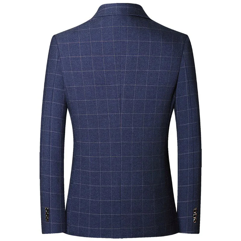 Blazer masculino social slim fit xadrez com design sofisticado para ambiente executivo e ocasiões elegantes