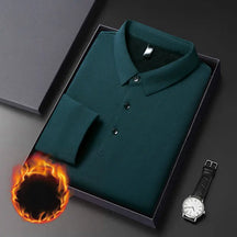 Camisa polo masculina térmica premium manga longa dobrada em caixa com acabamento sofisticado