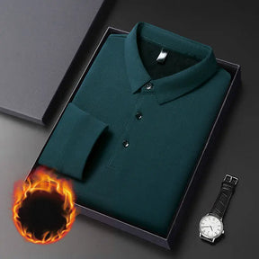 Camisa polo masculina térmica premium manga longa dobrada em caixa com acabamento sofisticado
