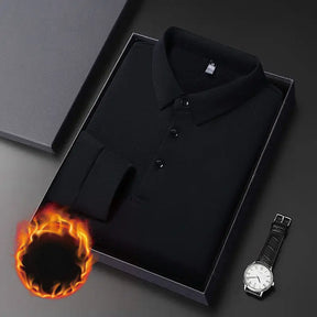 Camisa polo masculina térmica premium manga longa dobrada em caixa com acabamento sofisticado