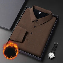 Camisa polo masculina térmica premium manga longa dobrada em caixa com acabamento sofisticado