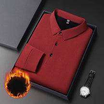 Camisa polo masculina térmica premium manga longa dobrada em caixa com acabamento sofisticado