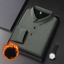 Camisa polo masculina térmica premium manga longa dobrada em caixa com acabamento sofisticado