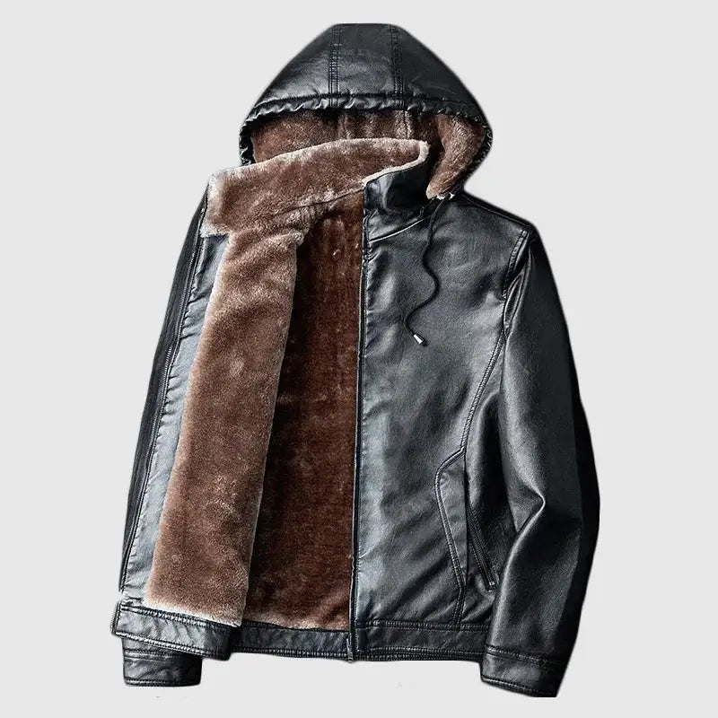 Casaco masculino de inverno com capuz removível e design moderno