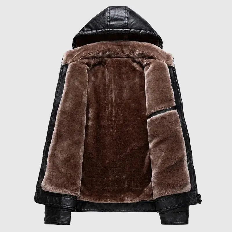 Casaco masculino de inverno com capuz removível e design moderno
