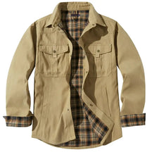 Jaqueta masculina casual verde militar premium com interior xadrez e bolsos utilitários para inverno
