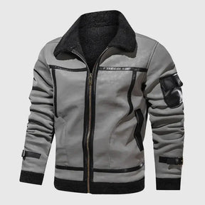 Jaqueta aviador masculina com forro interno térmico e gola estruturada

