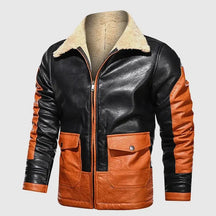 Jaqueta aviador masculina com forro interno térmico e gola estruturada
