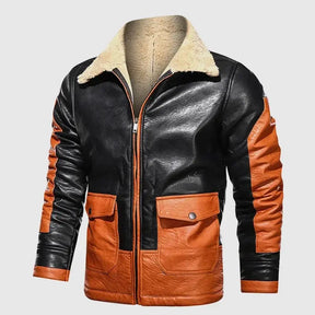 Jaqueta aviador masculina com forro interno térmico e gola estruturada
