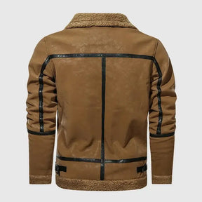 Jaqueta aviador masculina com forro interno térmico e gola estruturada
