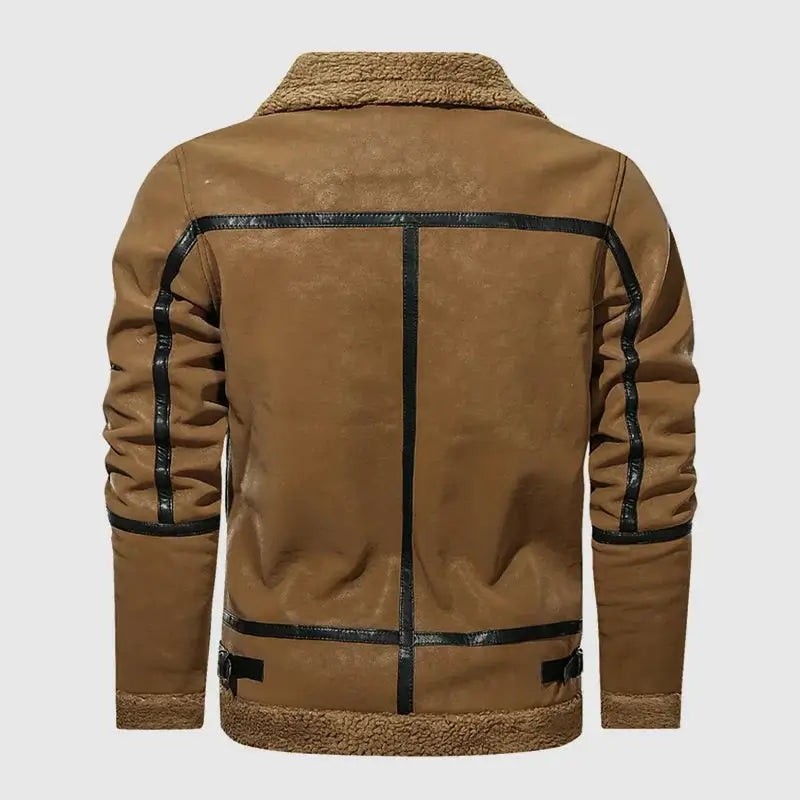Jaqueta aviador masculina com forro interno térmico e gola estruturada
