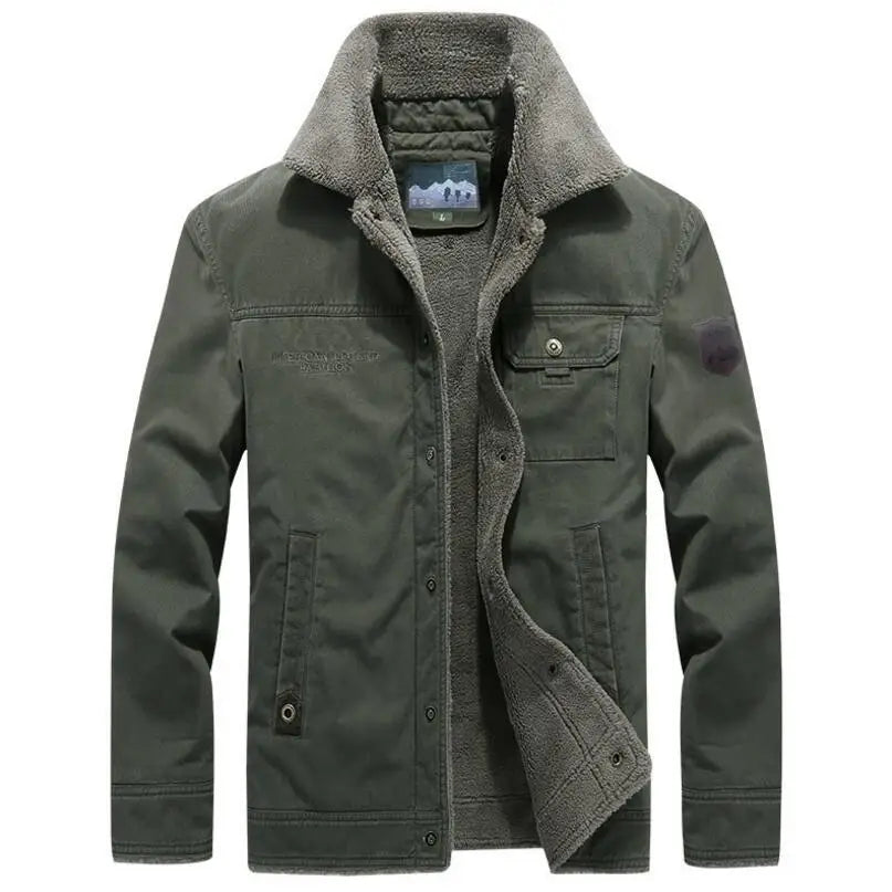 Jaqueta masculina sherpa premium bege forrada com interior térmico e design sofisticado para inverno