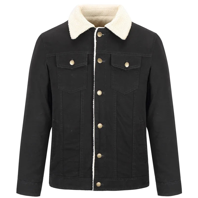 Jaqueta masculina sherpa premium verde militar forrada com gola térmica e design casual sofisticado