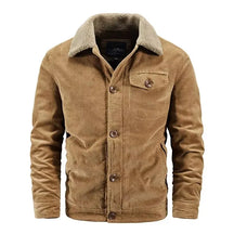 Jaqueta masculina em veludo cotelê grafite forrada com gola sherpa premium para inverno