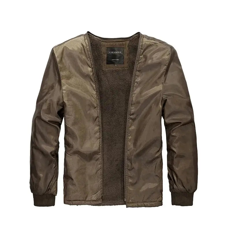 Jaqueta parka masculina térmica com capuz removível e forro interno quente