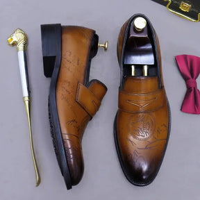 Sapato Masculino Mocassim Em Couro Gravado