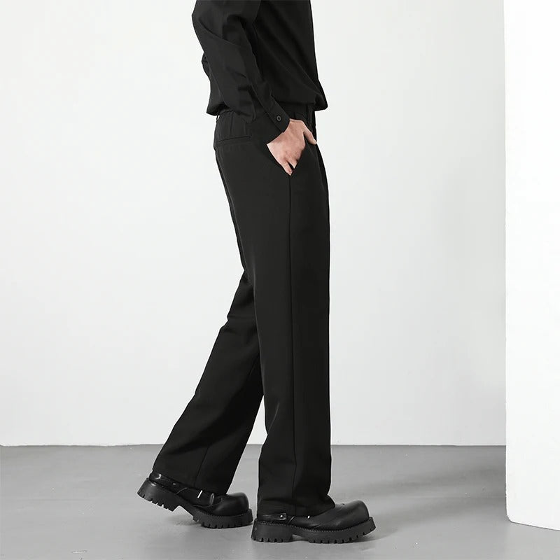 Calça masculina estilo coreano com corte reto, caimento elegante e visual business casual para uso diário
