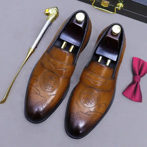 Sapato Masculino Mocassim Em Couro Gravado