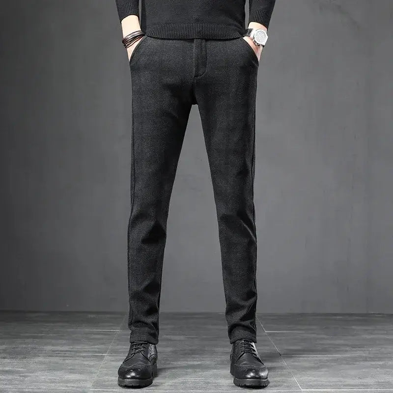 Calça masculina xadrez estilo inglês com modelagem slim e visual elegante para trabalho e uso diário