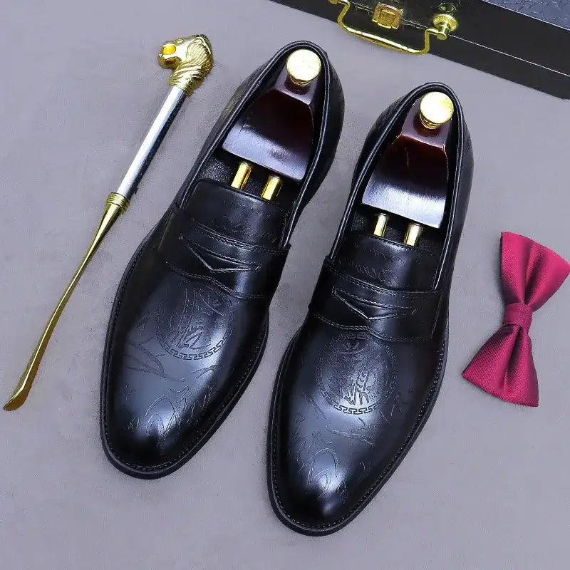 Sapato Masculino Mocassim Em Couro Gravado