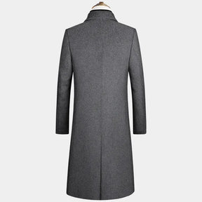 Sobretudo masculino slim premium com forro térmico acolchoado, design elegante e comprimento alongado para inverno